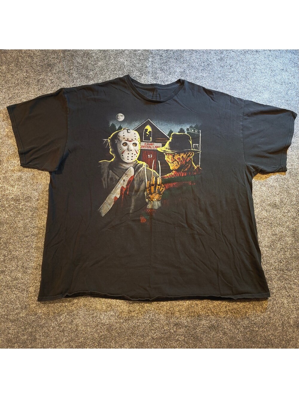 Freddy vs Jason Horror T-Shirt Men’s 3XL Camp Crystal Lake Elm St Graphic